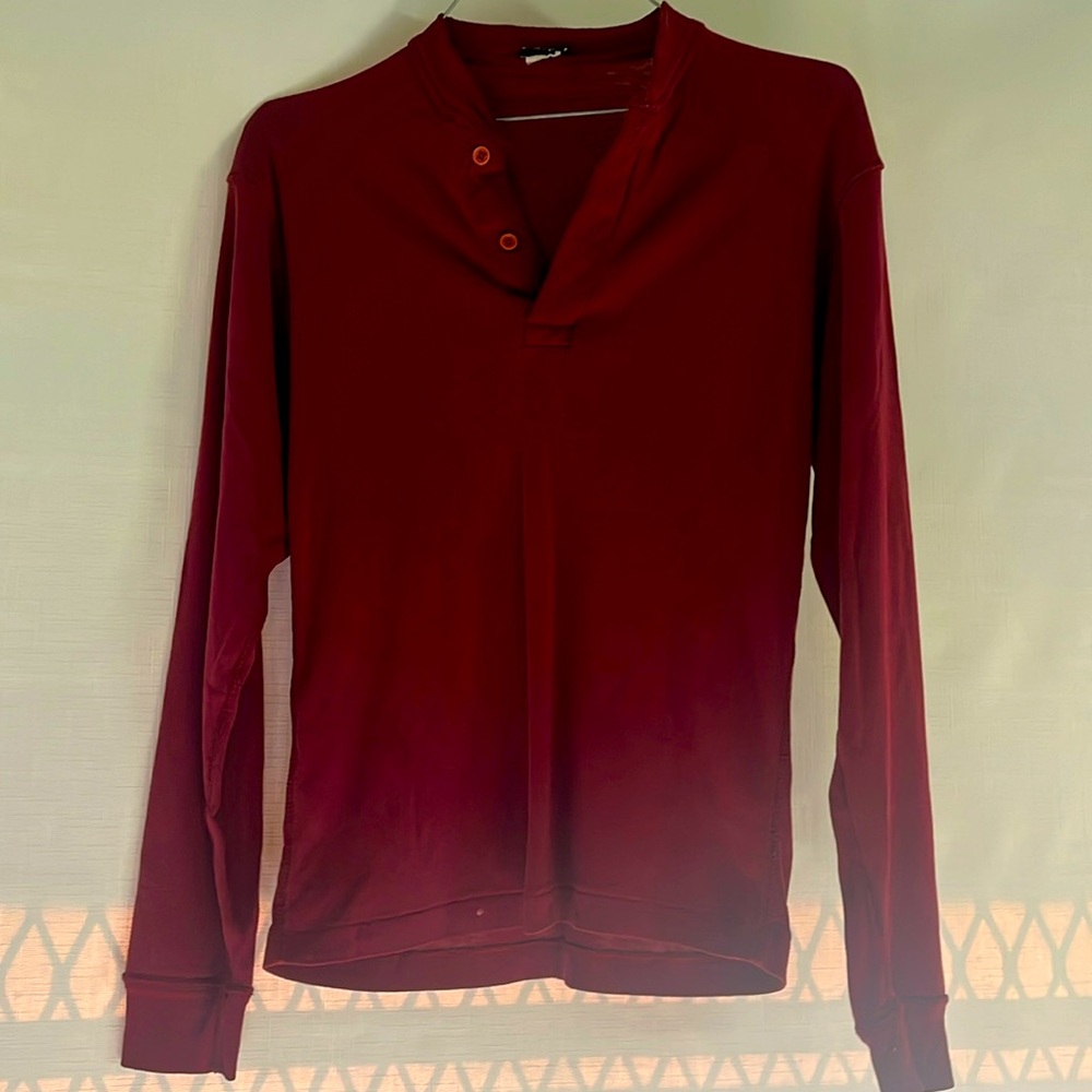 Red long sleeve blouse with button down